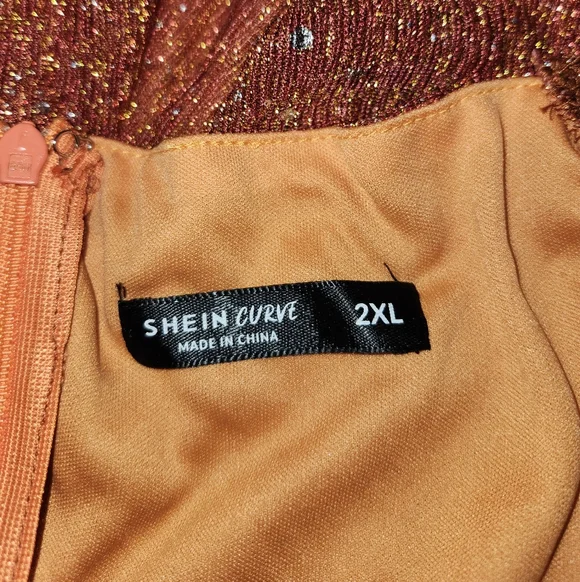 Shein | Orange Glitter Evening Dress - Picture 4 of 4